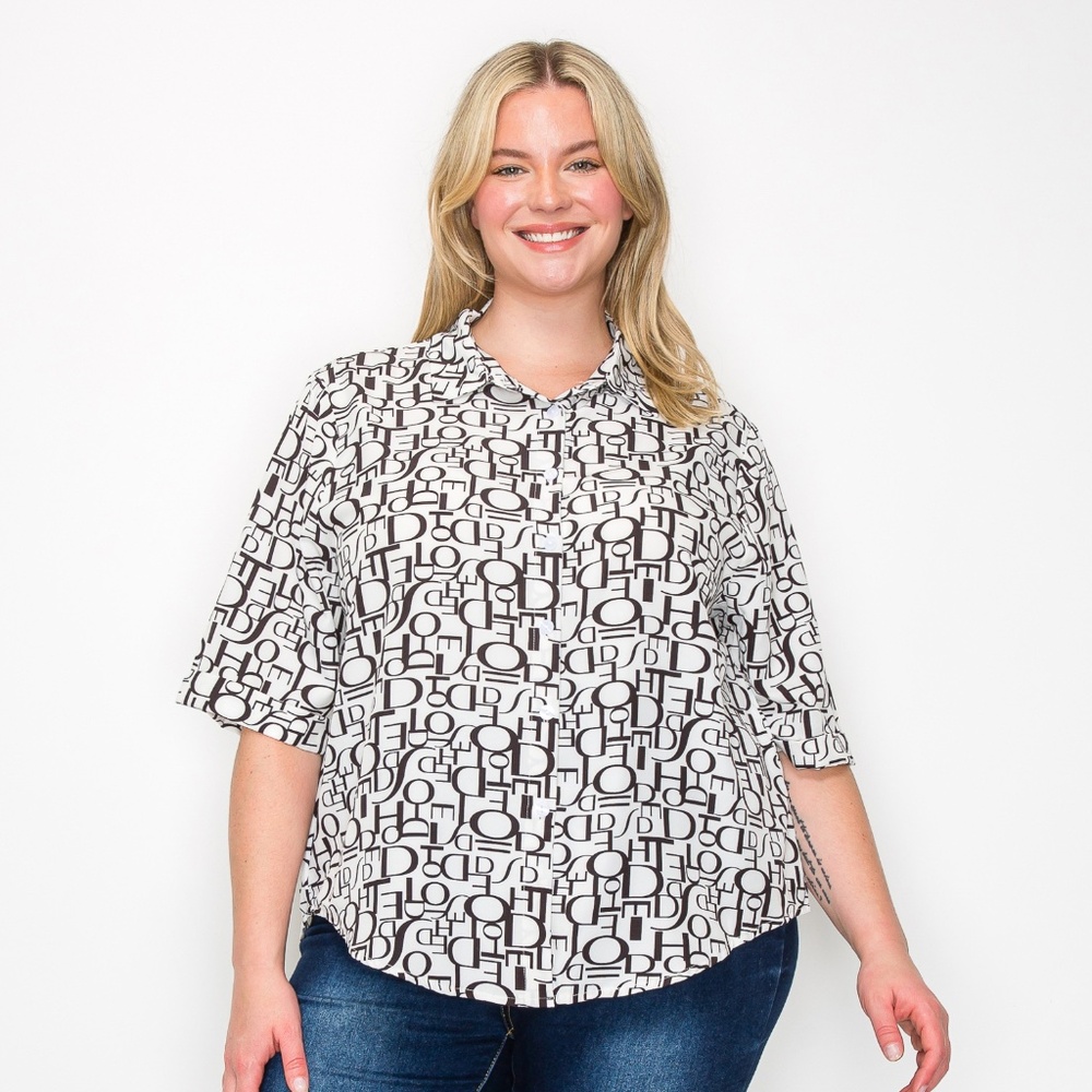 B-10003-9，Print top，Plus Size ，Curve Size，Brand new